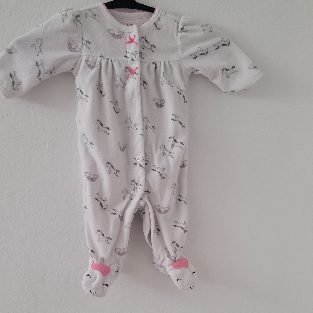 Unicorn Print Kids One Piece - White and Pink